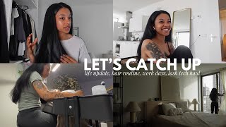 let's catch up ♡ life update, hair routine, work days, lash tech haul & more