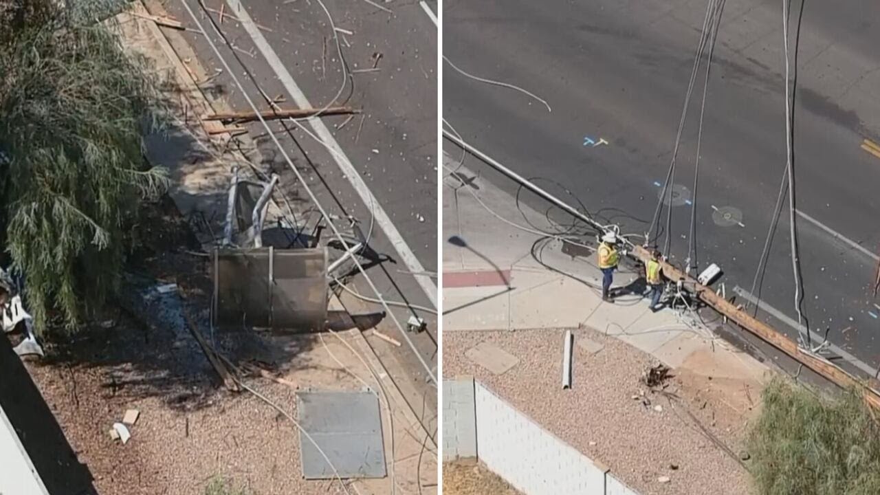 Driver dies in fiery crash after hitting power pole, bus stop in Mesa ...