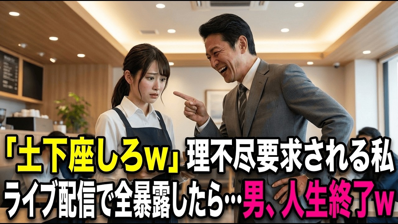 「土下座しろ！」カフェでコーヒーをわざとこぼし、土下座を強要して騒ぐクレーマー男。店内が騒然とする中、私がスマホで提示した“ライブ配信中の画面”を見た男は硬直…