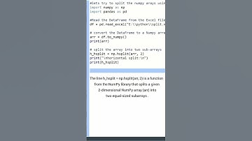 Splitting the array in 2 subarrays using Numpy.Hsplit