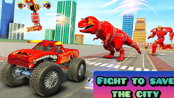 Dino Robot Car Game - Flying Robot Transforming Game - Save the city from aliens #35