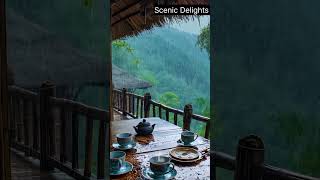 Cozy Forest Balcony Rainy Weather Tea & Soothing Views