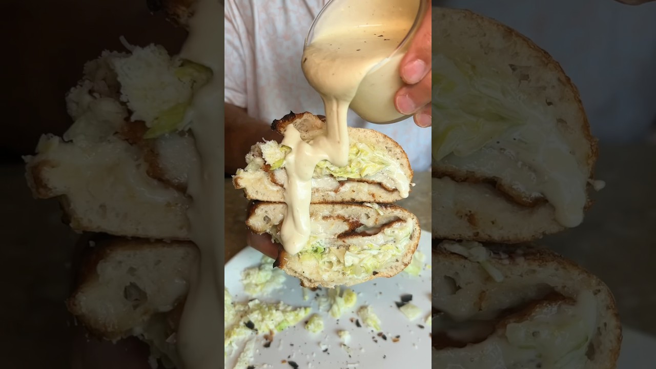 Going ALL OUT at Americano Pie Bar on Long Island! 🍕🤤 Chicken Caesar Pizza Sandwich! #DEVOURPOWER