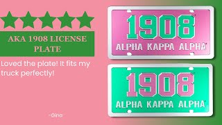 Alpha Kappa Alpha 1908 Engraved Auto Tag | Alpha Kappa Alpha Paraphernalia at Betty's Promos Plus