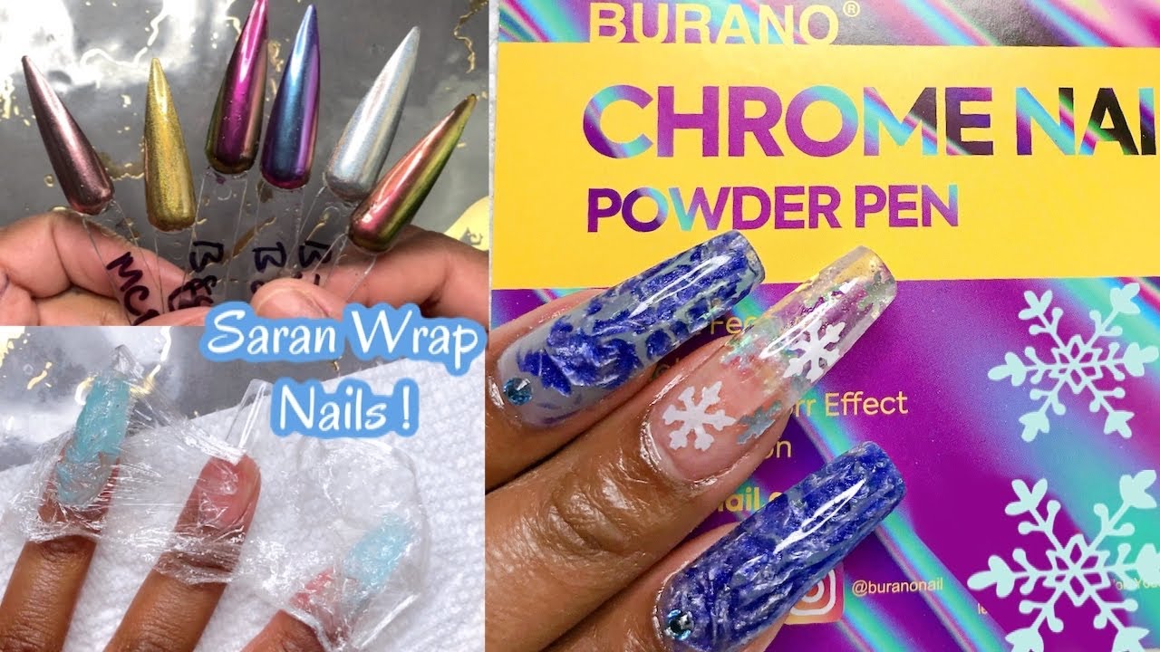 BURANO Chrome Nail Powder Pens! Trying Plastic Wrap Nails With Polygel