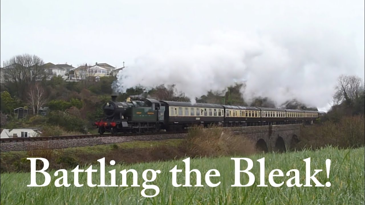 5239 battles a rainy southwest on the Dartmouth steam railway 