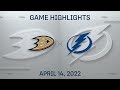 NHL Highlights | Ducks vs. Lightning - Apr. 14, 2022