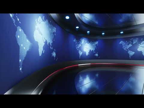 Futuristic Digital World Map News Background - Live News Studio Free Stock Video