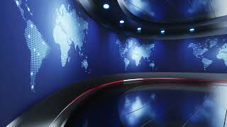 Futuristic Digital World Map News Background - Live News Studio Free Stock Video