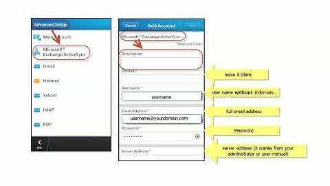 How to manually setup Exchange ActiveSync Account Blackberry Passport