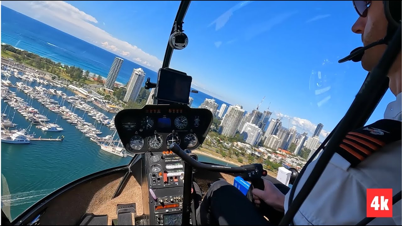 GOLD COAST, AUSTRALIA Helicopter scenic flight - 4K POV Tour