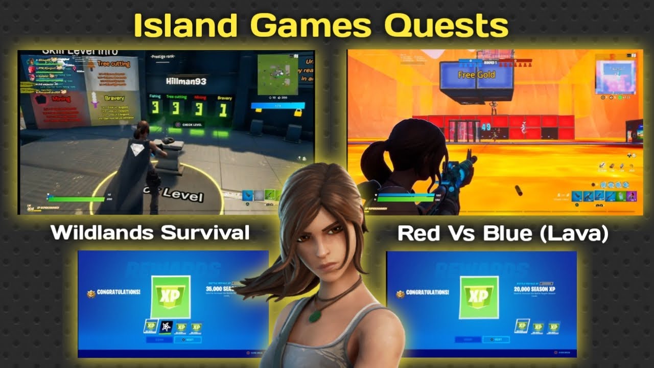 Fortnite Island Games Quests Wildlands Survival & Red Vs Blue Lava