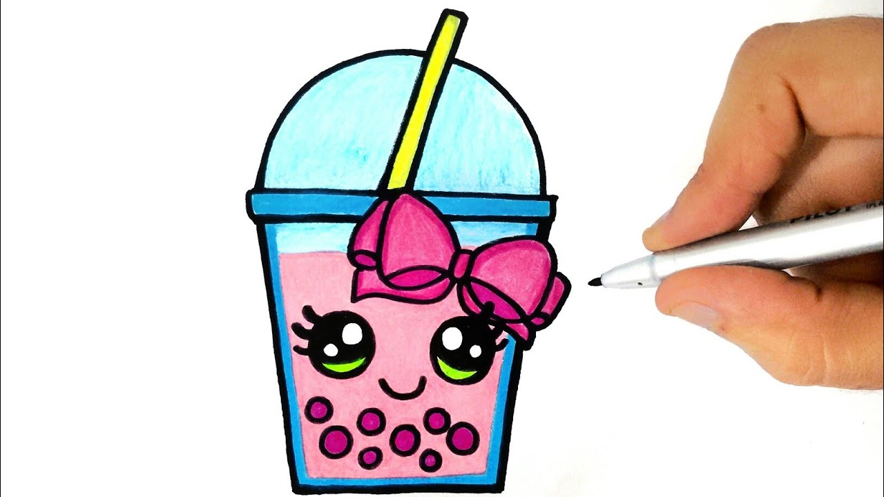 Como desenhar Milk-Shake fofo Kawaii ❤ Desenhos Kawaii - Desenhos