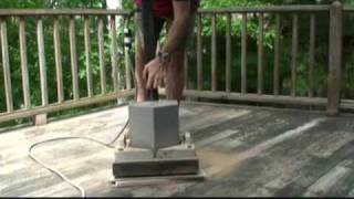 Mark Donovan of http://www.HomeAdditionPlus.com shows how to use an orbital floor sander to sand a wood deck. Sanding wood 