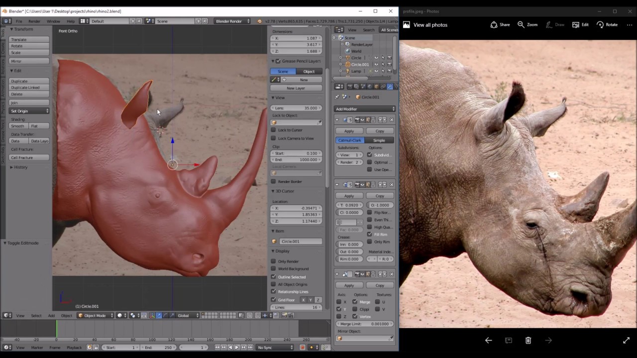 Sculpt a Rhino in blender timelapse YouTube