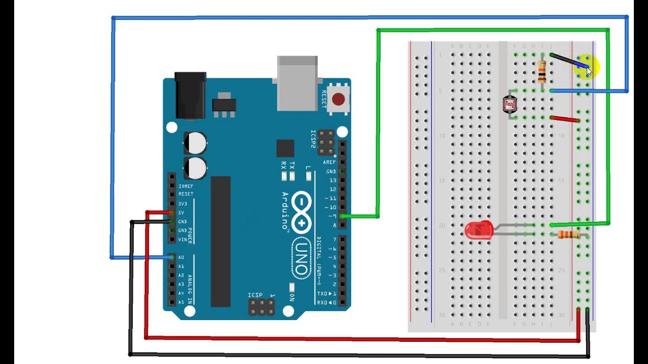 Photoresistor With Arduino Controlling The Led Brightness Using