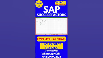 SAP SuccessFactors EC Training Online Tutorial Class 4 13th July 2025 #sapsuccessfactorstraining