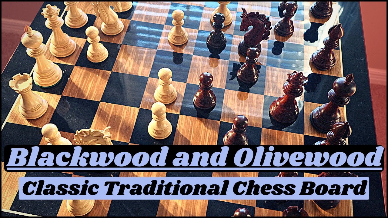 Классическая традиционная шахматная доска из черного дерева и оливкового дерева с глянцевой отдел...