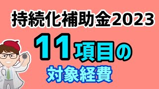 全11項目・持続化補助金の対象経費・機械装置等・広報・ウェブサイト・展示会・旅費・開発・資料購入・雑役務費・借料・設備処分・委託・外注費など・【中小企業診断士マキノヤ先生】第1453回