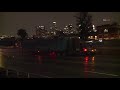 Lamborghini, Mercedes and Big-Rig involved in a crash on the 101 freeway in Los Angels, California.