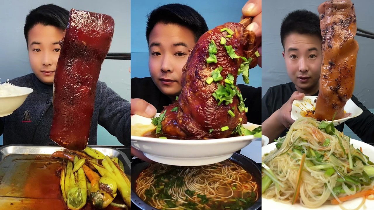 ASMR MUKBANG | SPICY BRAISED PORK BELLY |  EATING SHOW | EATING SHOW | Eat Beef Ribs #food #347