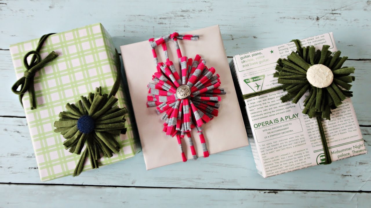 100均tシャツヤーンフラワーの作り方 ラッピングアイテム How To Make Yarn Flower Wrapping Item Youtube