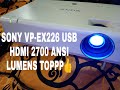 how to brightness 2700 ansi lumens and input USB HDMI xga up to 7000 hours lamp ex226 sony projector