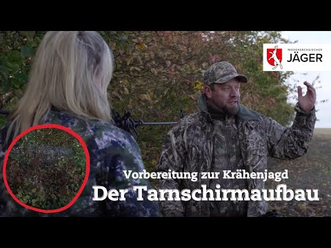 Vorbereitung zur Krähenjagd mit Nils Kradel: Der Tarnschirmaufbau