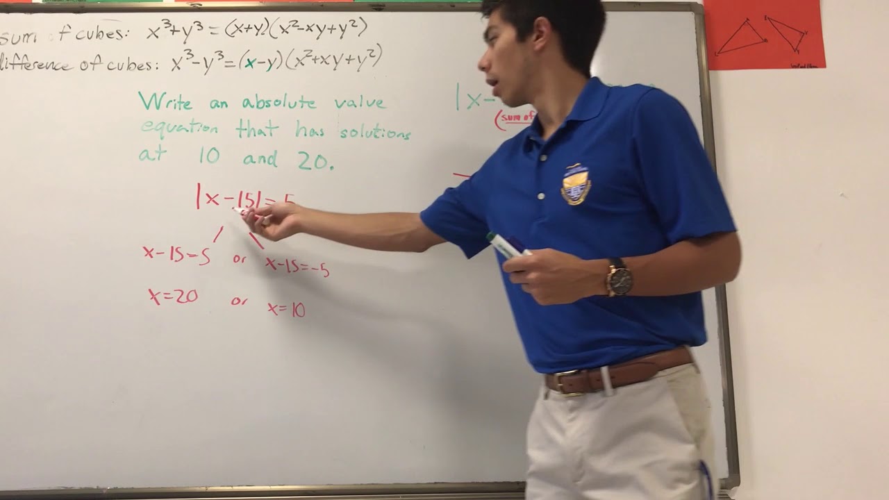 Writing Absolute Value Equations Given Solutions - YouTube