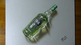 Drawing timelapse: a bottle of oddka - hyper realistic art