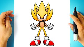 How to DRAW Modern SUPER SONIC - Sonic the Hedgehog