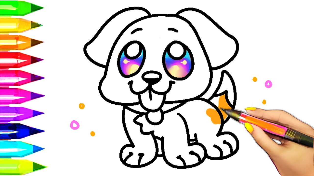 Easy Dog Coloring Pages for Kids | Learning Colors with Puppy Coloring Book - YouTube