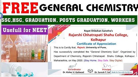 NATIONAL CERTIFICATE QUIZ l GENERAL CHEMISTRY l CERTIFICATE QUIZ l CERTIFICATE #ScienceTech #freequi