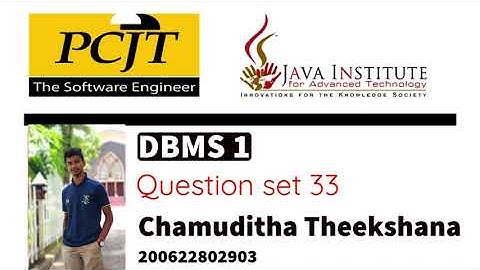 Question Set  33 | Database Management System | Java Institute