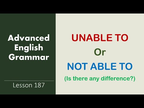 UNABLE TO or NOT ABLE TO | Spoken English Through Tamil