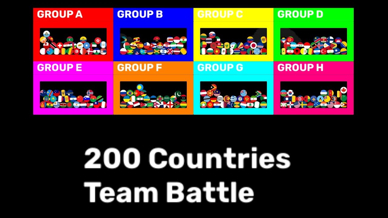 200 Countries Team Battle (Algodoo Marble Race Episode 4) | Luzio Marble Race