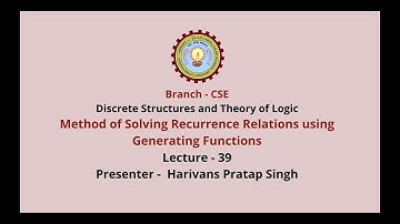 Discrete Structures & Theory of Logic | Method of Solving Recurrence Relations  | AKTU Digital