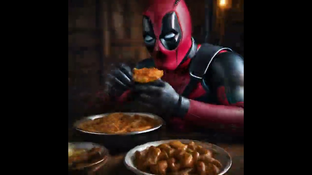 Deadpool eats chicken