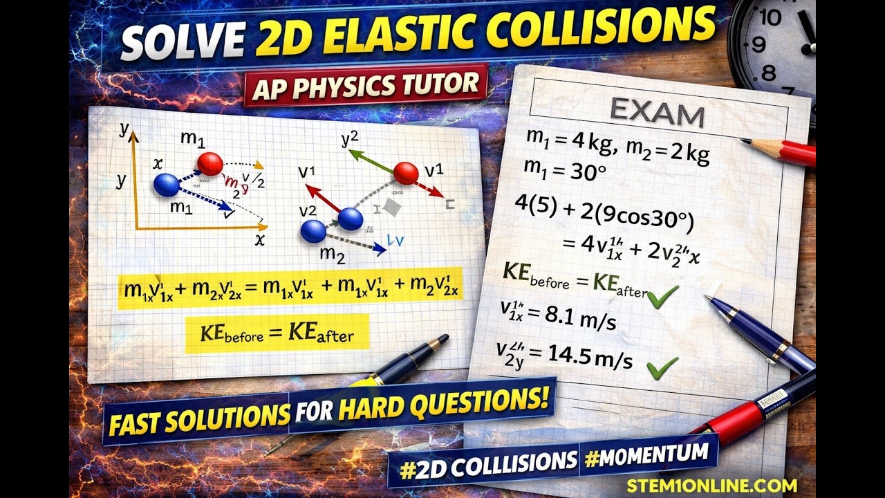 How to Solve 2D Elastic Collision Questions | AP Physics Tutor - YouTube