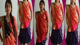 Wear Gujarati Saree new morden Style look beautiful/Gujarati saree style saree #sidhapallusaree