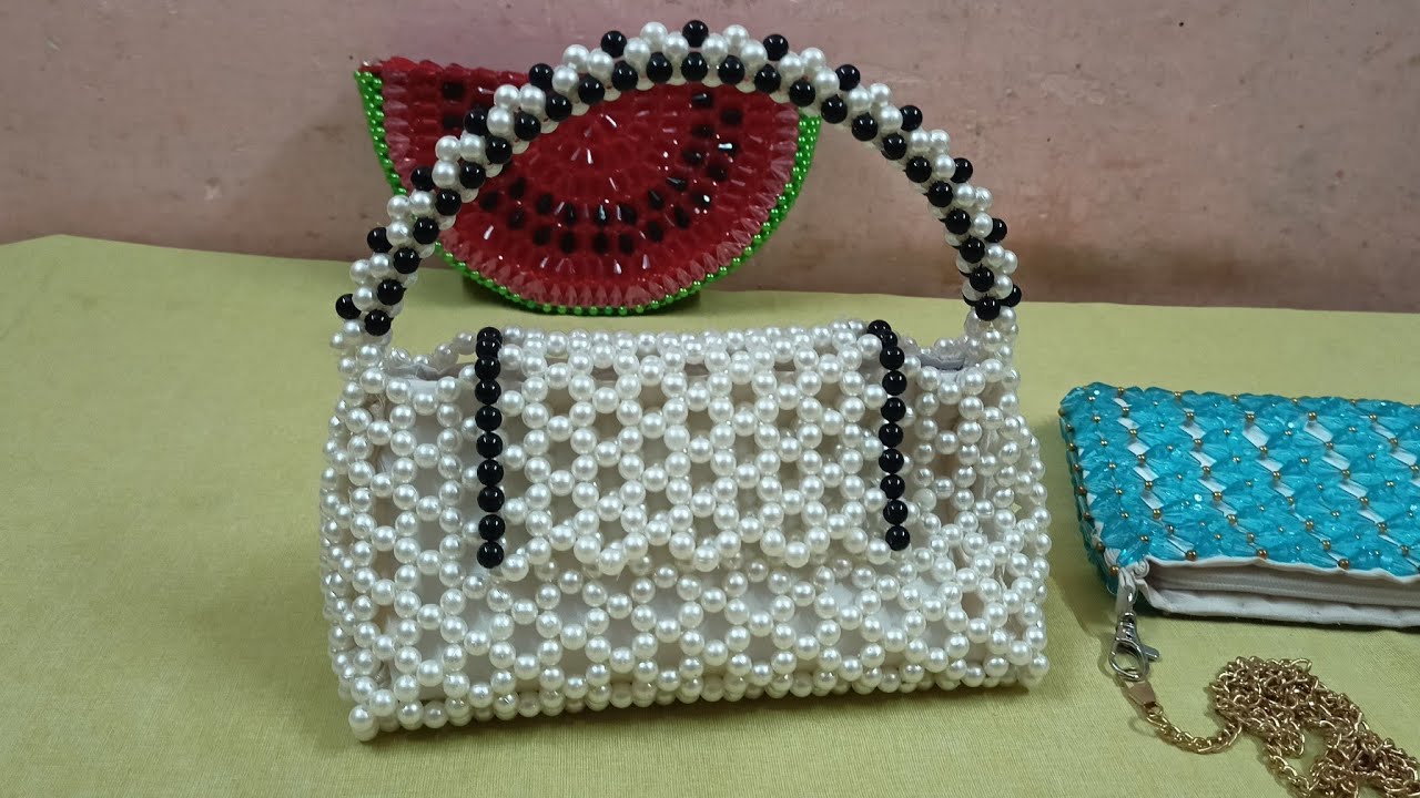 ATHARVA Hand Embroidered Potli Bags. Exclusive 3D. White Yellow Women's Bag/ purse/indian/zari & Pearl Work/pearl Work Handle/ Tassel/pb307 - Etsy