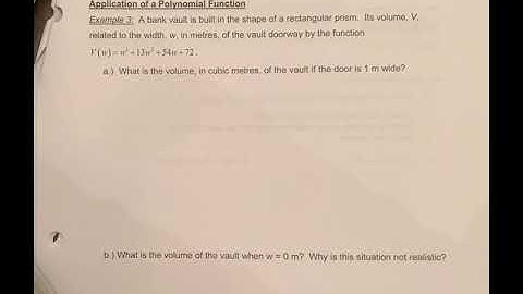 Applications of Polynomial Functions
