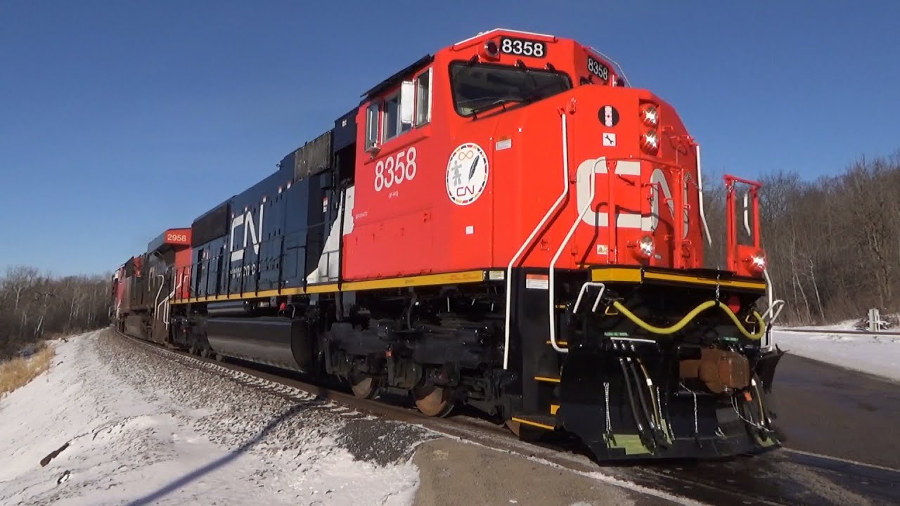 CN 8358 leads CN M336 Southbound at Slinger, WI