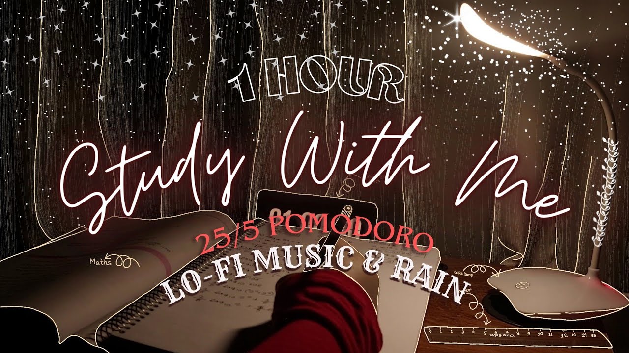 🌸1 HR STUDY WITH ME | Light Rain + Lo-Fi Music | StudyGraphy | - YouTube