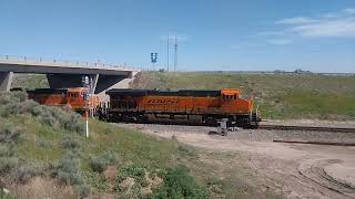 5 31 Warbonnet on an Intermodal high priority East bound Z-Train Through Fort Morgan CO Bijou Brush.