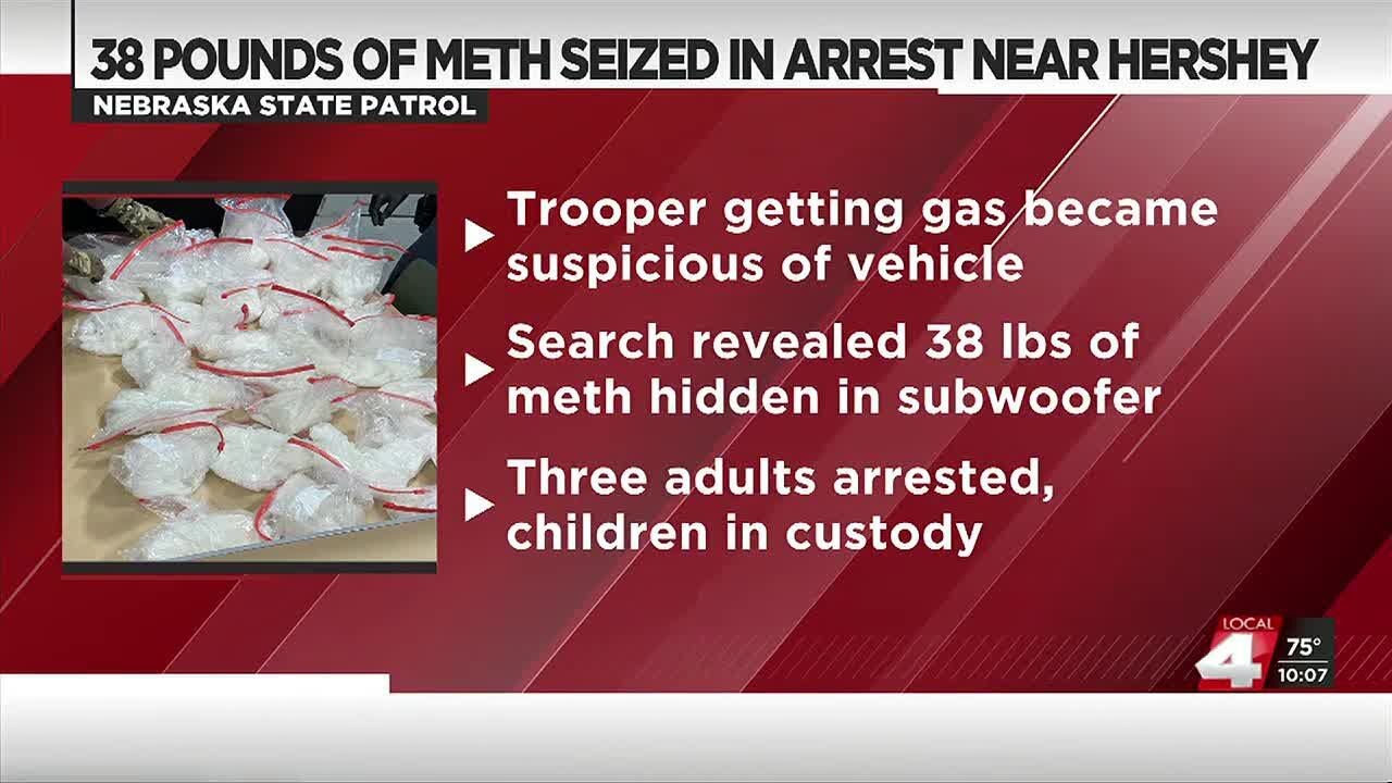 Three arrested, two children in protective care after 38 pounds of meth ...