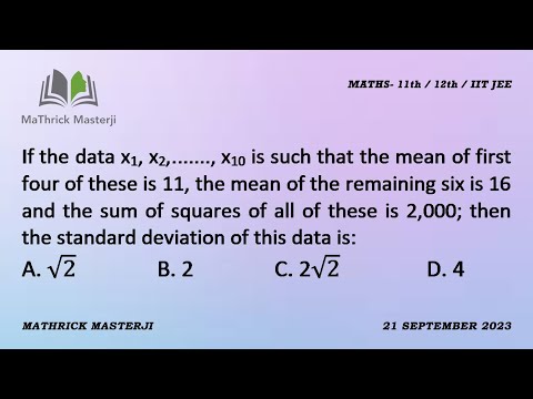 Video If the data x1,x2.....,x10 is such that the mean of first four of these is 11, the mean of remaining - youtube