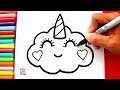 Aprende a dibujar una NUBE UNICORNIO kawaii con BRILLANTINA | How to Draw a Glitter Unicorn Cloud