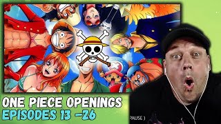 NON Anime Fan Reacts To ONE PIECE OPENINGS | Episodes 13 -26 [ First Time Reaction ]