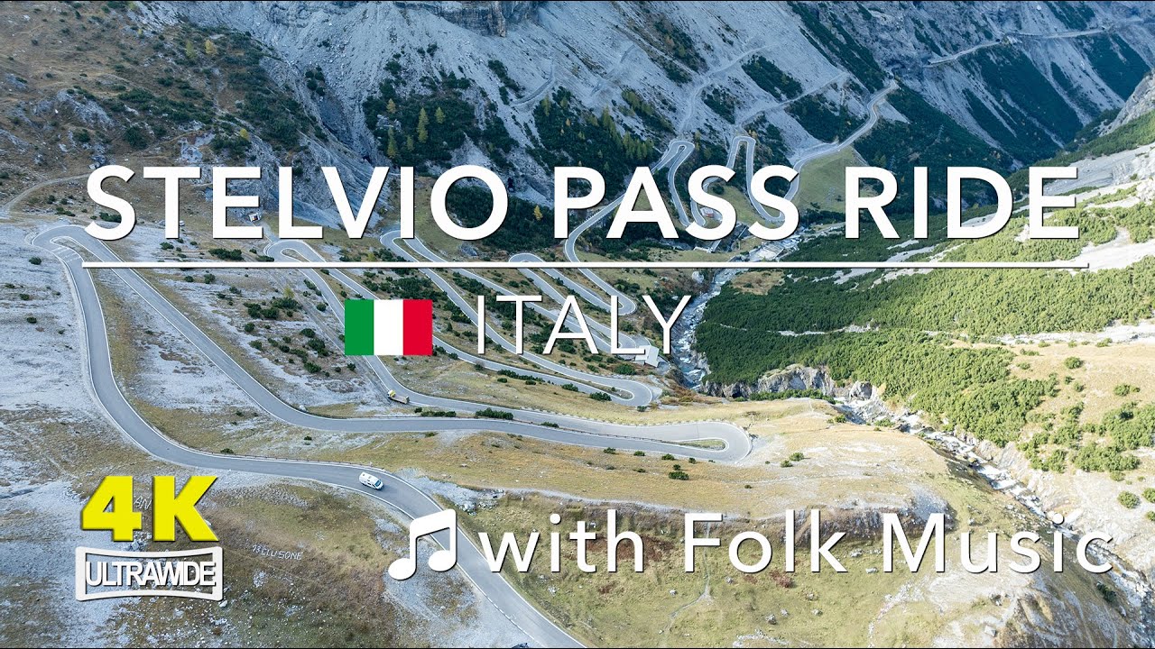 (4K) Поездка на перевал Стельвио, поездка в Италию, под народную музыку